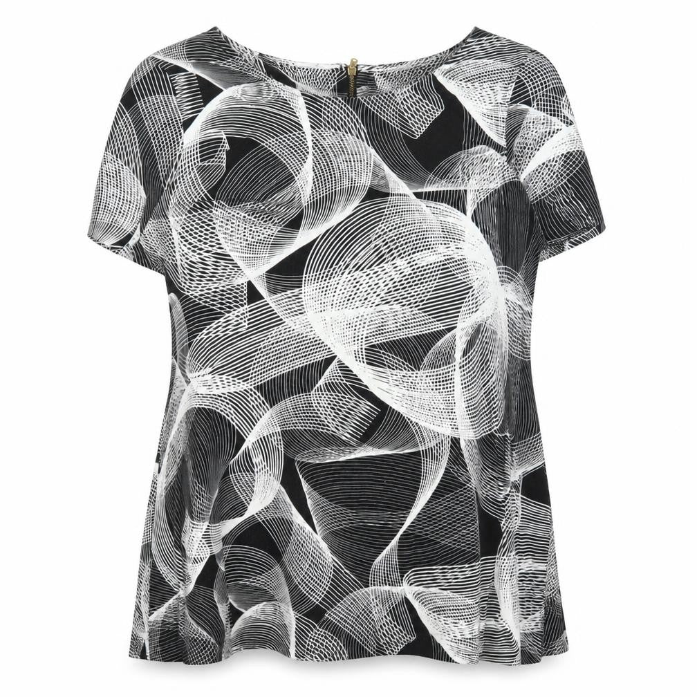 Front view of Women's Black Geometric Print Blouse, size 18