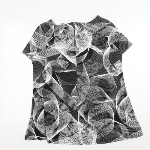 Women's Black Geometric Print Blouse, Size 18