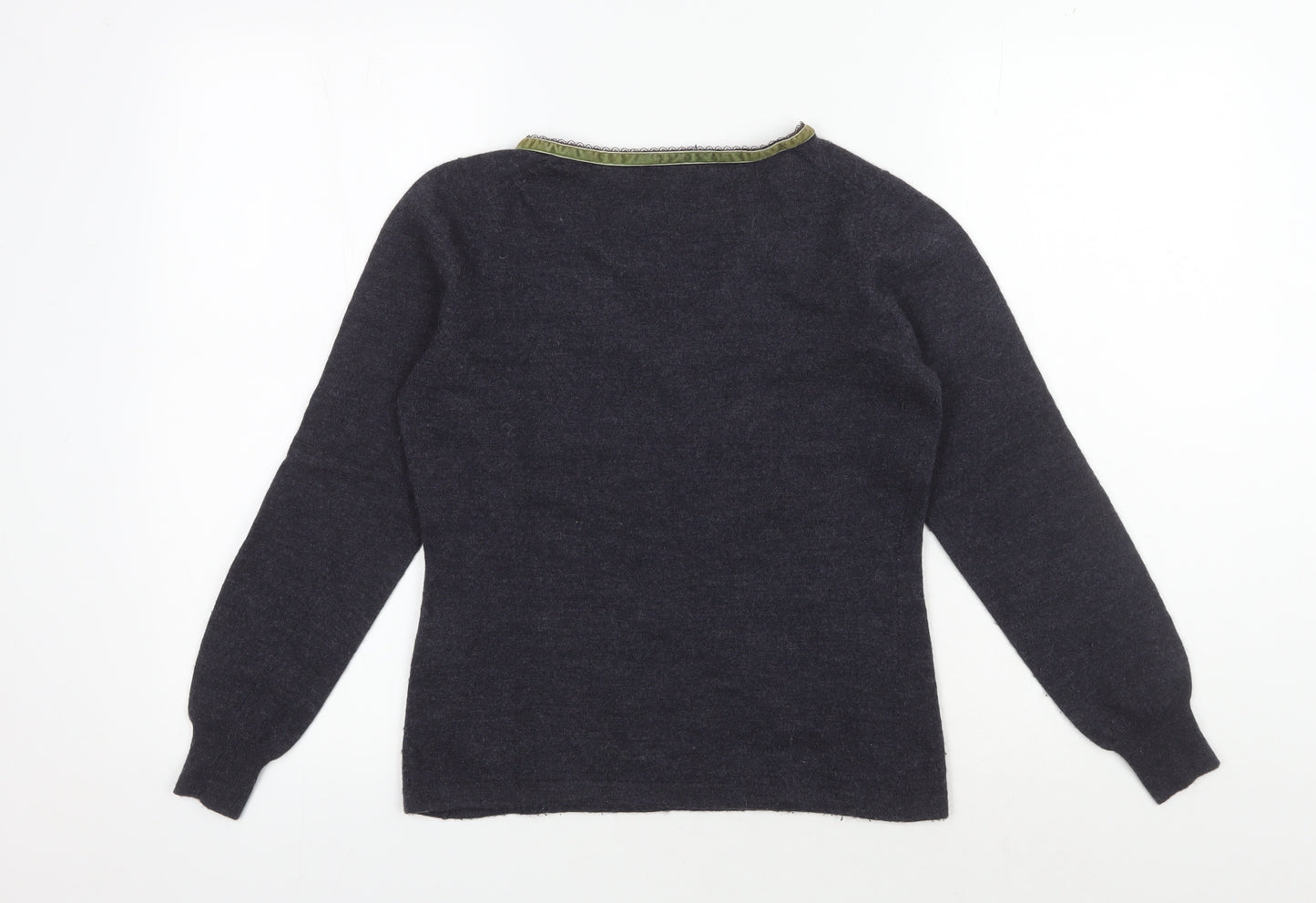 Crew Clothing Co Women's Black V-Neck Wool Pullover Jumper