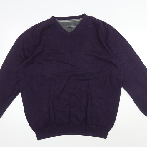 RJR John Rocha Men's XL Purple V-Neck Jumper