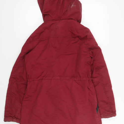 Debenhams Women's Red Hooded Parka Coat Size 10