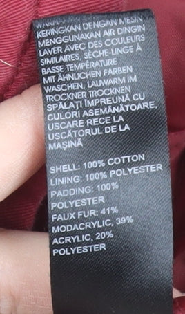 Debenhams Women's Red Hooded Parka Coat Size 10