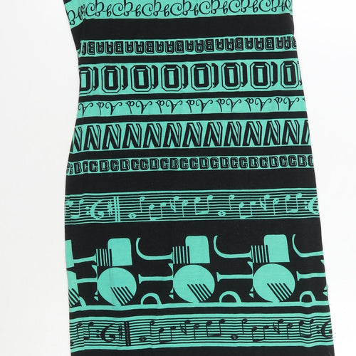 ASOS Women's Black Green Geometric Shift Dress Size 10