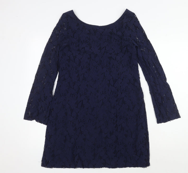 Zara Women's Blue Shift Dress, Size 12, Party-Perfect