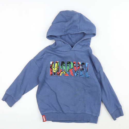 Marvel Boys Blue Hoodie 3-4 Years Superhero Graphic Pullover