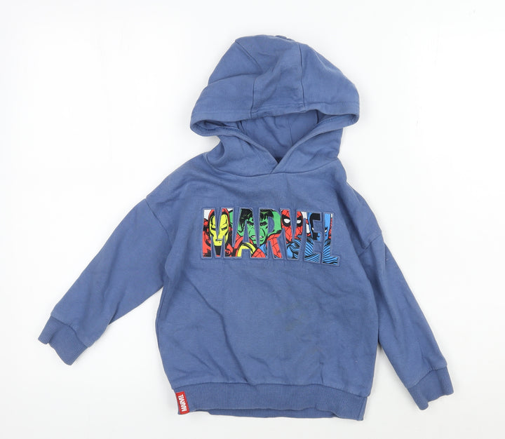Marvel Boys Blue Hoodie 3-4 Years Superhero Graphic Pullover