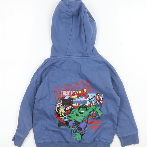 Marvel Boys Blue Hoodie 3-4 Years Superhero Graphic Pullover