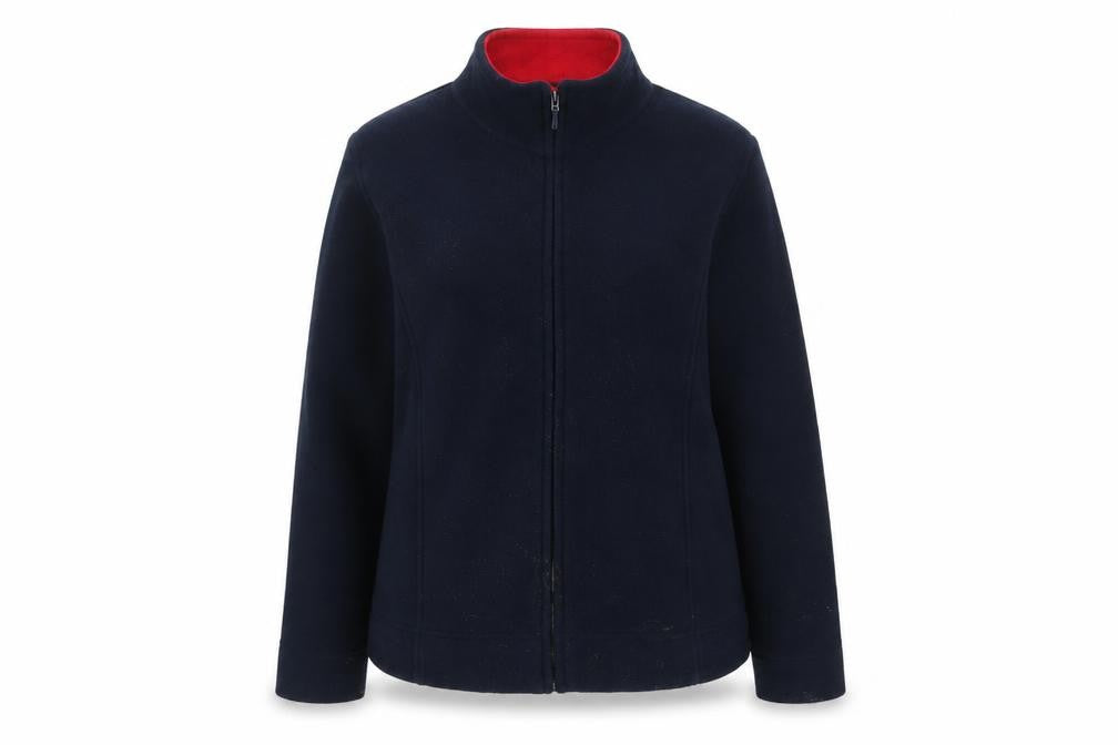 Front view of EWM Women's Black Fleece Jacket M Full Zip Casual