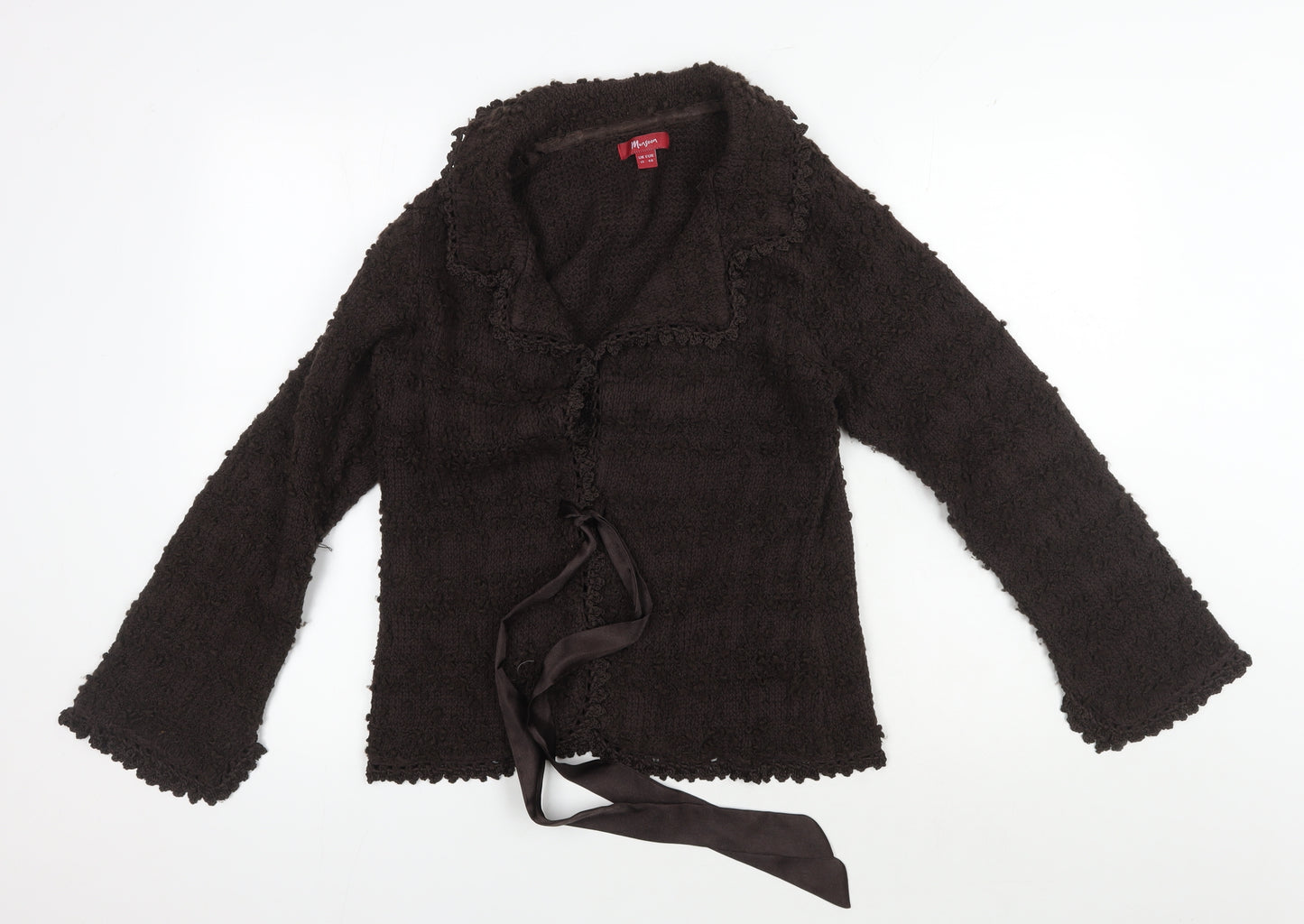 Monsoon Women's Brown Collared Knit Cardigan Size 12