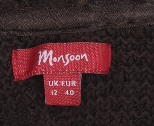 Monsoon Women's Brown Collared Knit Cardigan Size 12