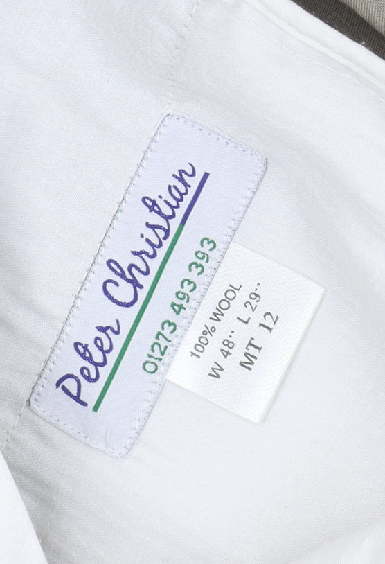 Peter Christian Men's Beige Wool Trousers 2XL