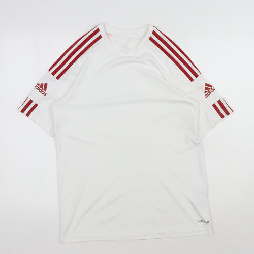 Adidas Boys White Football Jersey, Size 16, Athletic Fit