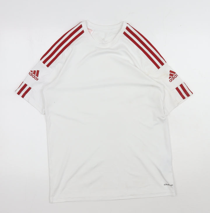 Adidas Boys White Football Jersey, Size 16, Athletic Fit