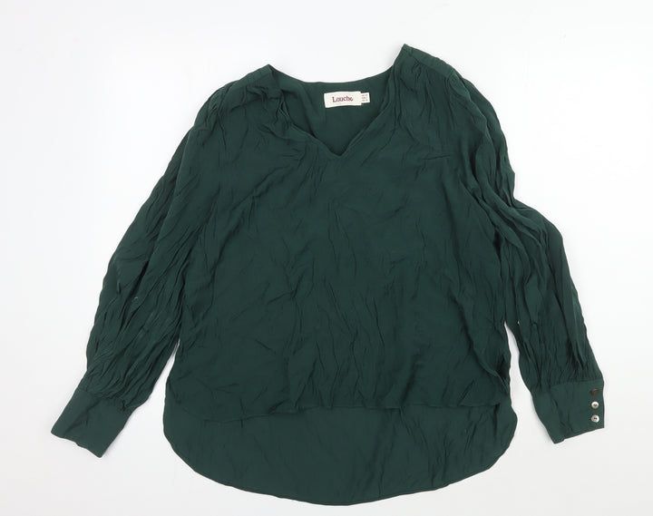Louche Women's Green V-Neck Blouse Size 14