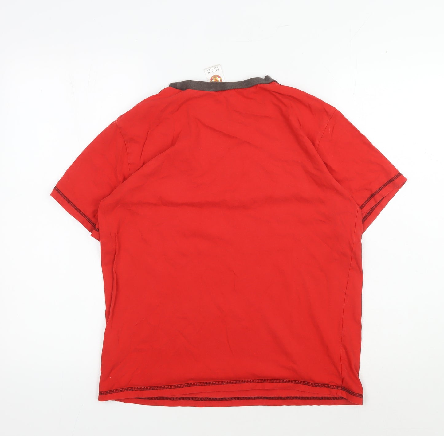 Manchester United Boys Red T-Shirt, Age 14, Striped Logo