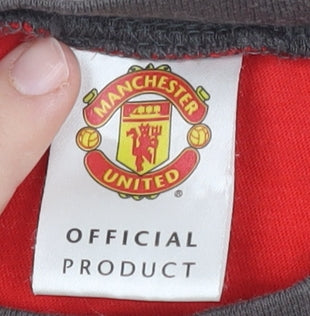Manchester United Boys Red T-Shirt, Age 14, Striped Logo