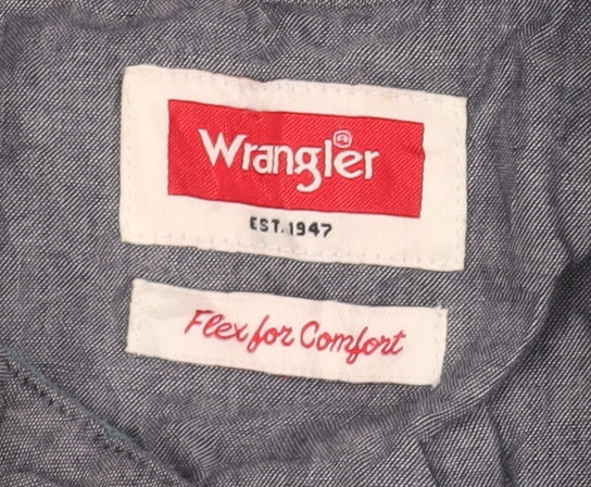 Wrangler Men's Blue 2XL Button-Up Shirt - Casual Style