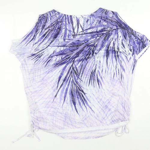 Roman Women's Purple Palm Print Tunic Blouse, Size 18
