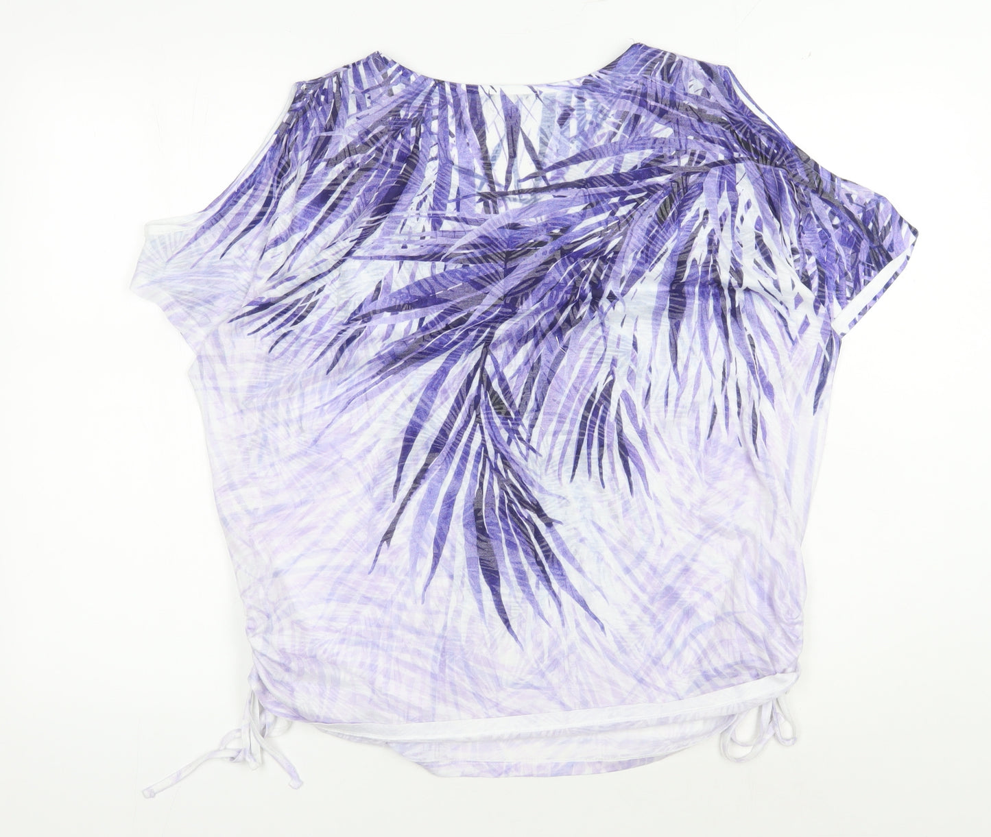 Roman Women's Purple Palm Print Tunic Blouse, Size 18