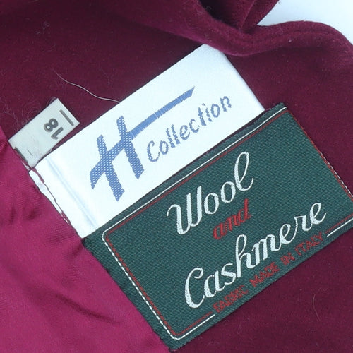 H Collection Women's Red Wool Cashmere Coat Size 18