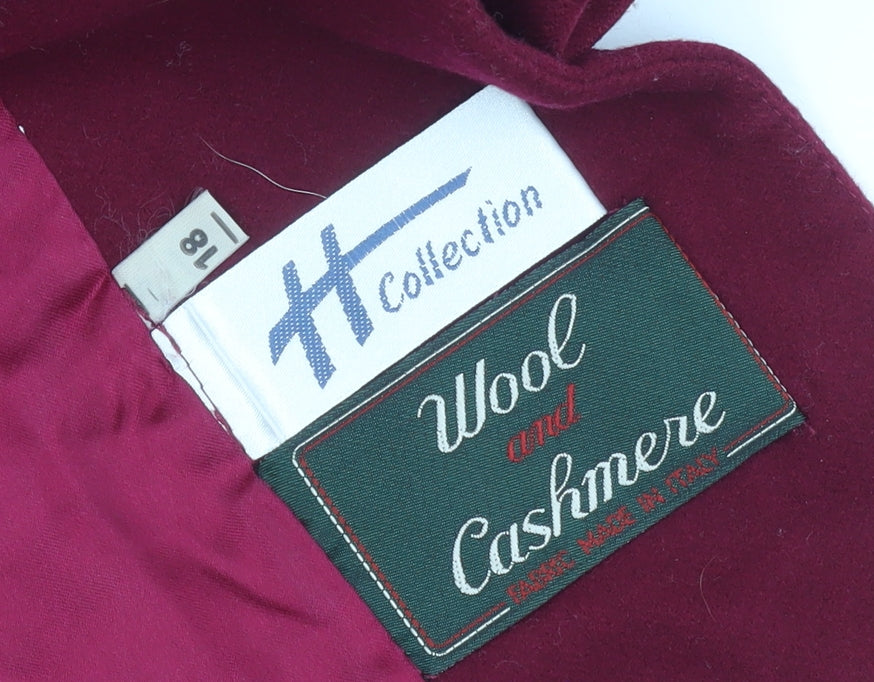 H Collection Women's Red Wool Cashmere Coat Size 18