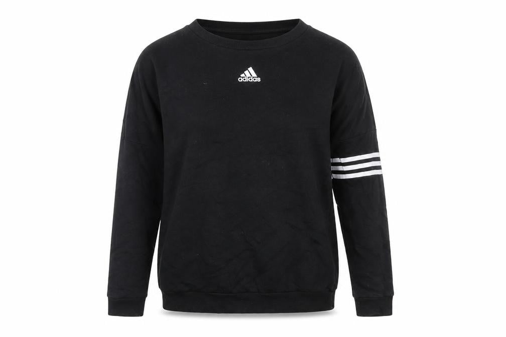 Front view of Adidas Black unisex pullover sweatshirt, size 10
