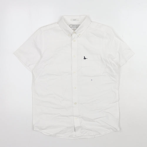 Jack Wills Boys White Button-Up Shirt 12-13Y Slim Fit