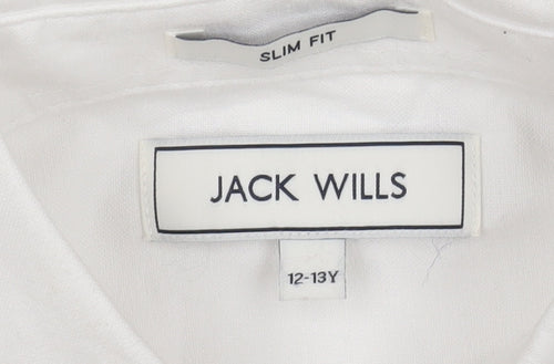 Jack Wills Boys White Button-Up Shirt 12-13Y Slim Fit
