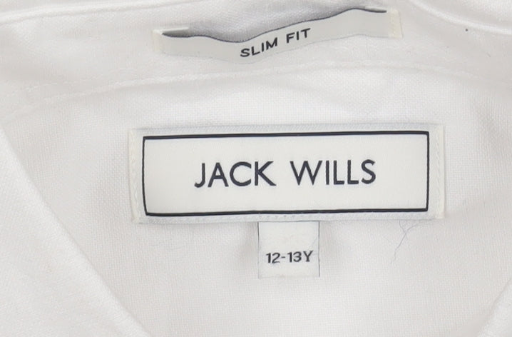 Jack Wills Boys White Button-Up Shirt 12-13Y Slim Fit
