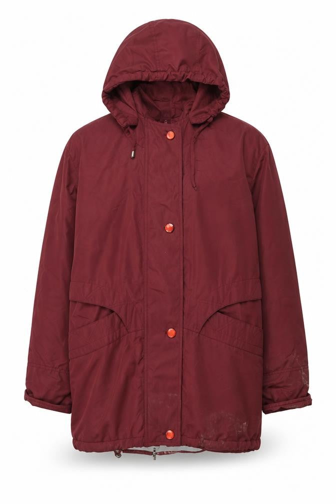 Front view of Klass Collection Women's Red Parka Jacket XL, Hooded