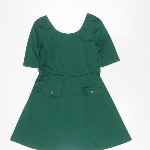 Vila Women's Green Fit & Flare Mini Dress, M