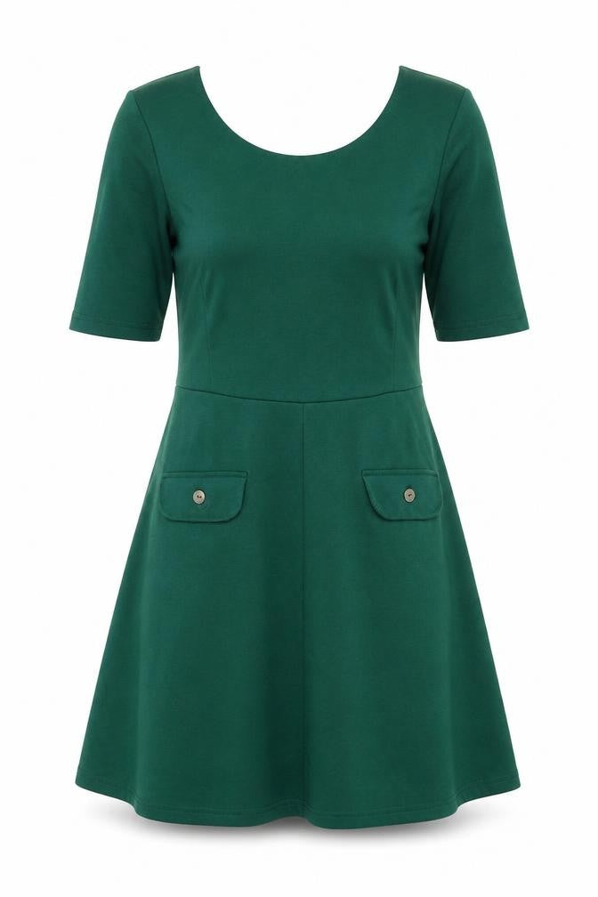 Front view of VILA Women's Green Fit & Flare Mini Dress, M