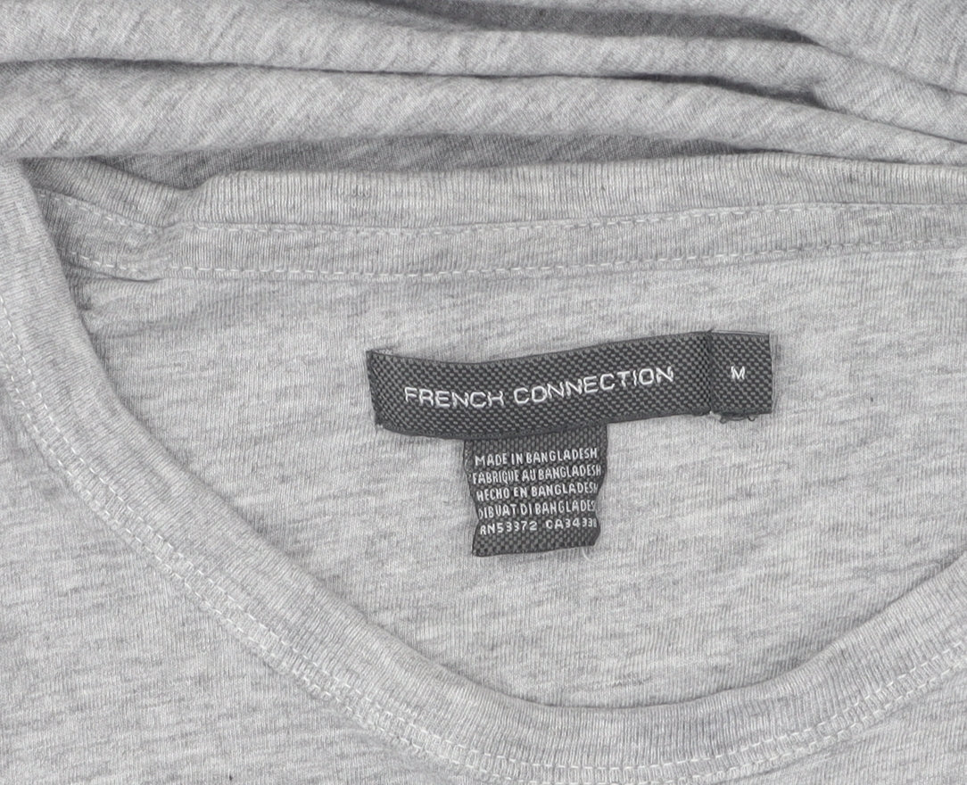 French Connection Men's Grey T-Shirt M, Regular Fit, Logo Accented