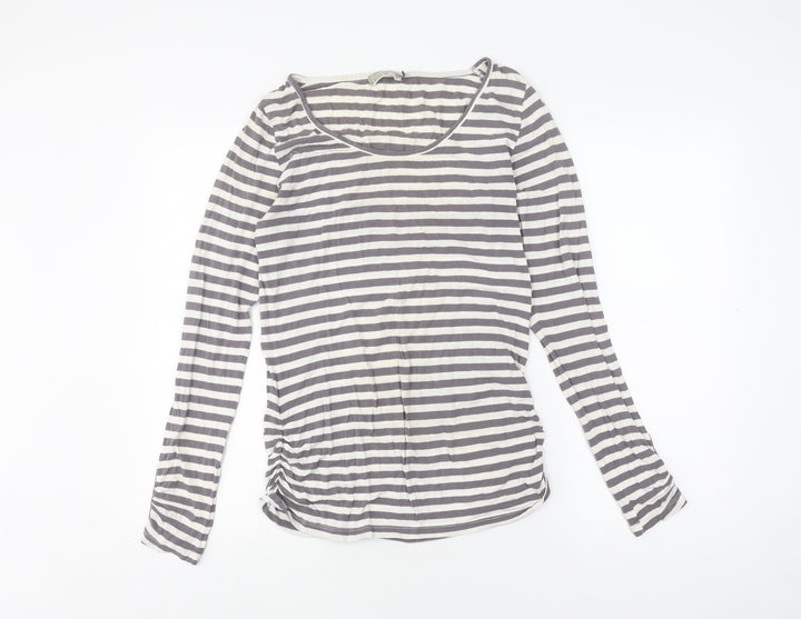Mint Velvet Women's Grey Striped Long Sleeve T-Shirt