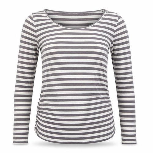 Mint Velvet Women's Grey Striped Long Sleeve T-Shirt