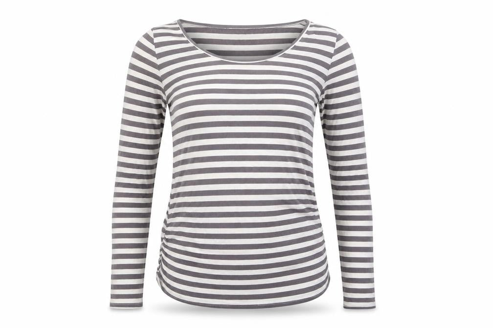 Mint Velvet Women's Grey Striped Long Sleeve T-Shirt