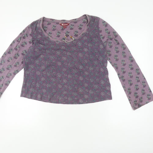 Monsoon Women's Purple Floral Jumper, Size 16, Scoop Neck