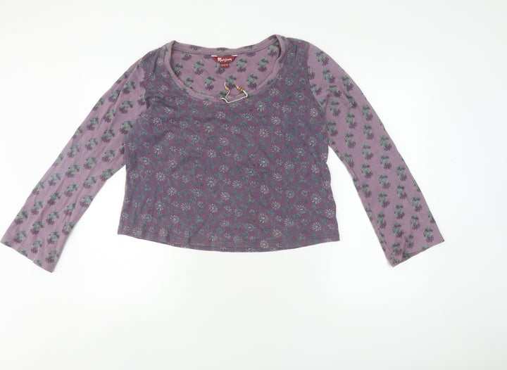 Monsoon Women's Purple Floral Jumper, Size 16, Scoop Neck