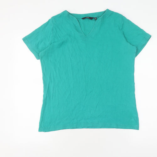 ISLE Essentials Women's Green V-Neck T-Shirt Size 14