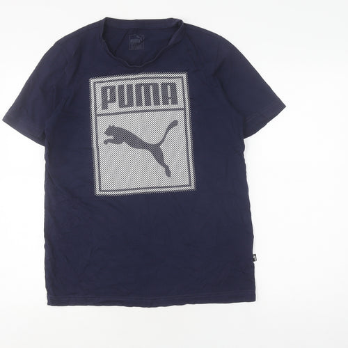 Puma Men's Blue Graphic Print T-Shirt, Size S