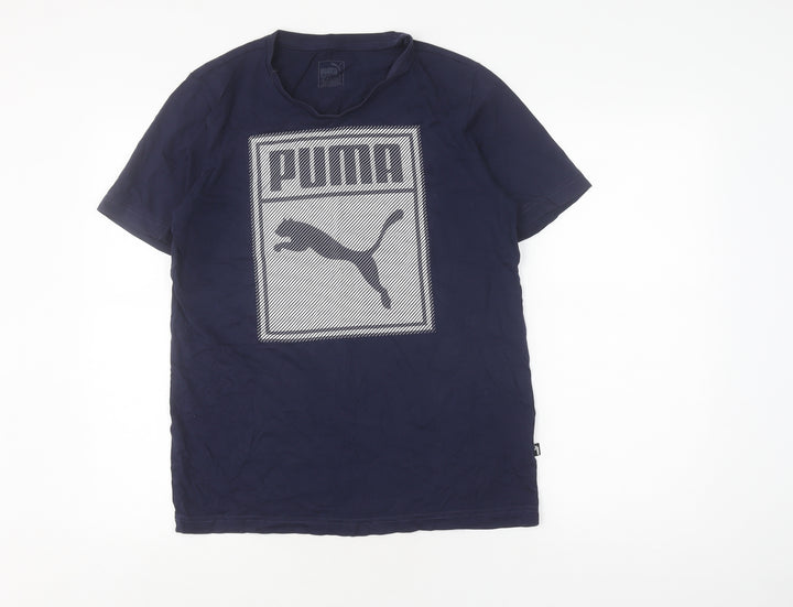 Puma Men's Blue Graphic Print T-Shirt, Size S