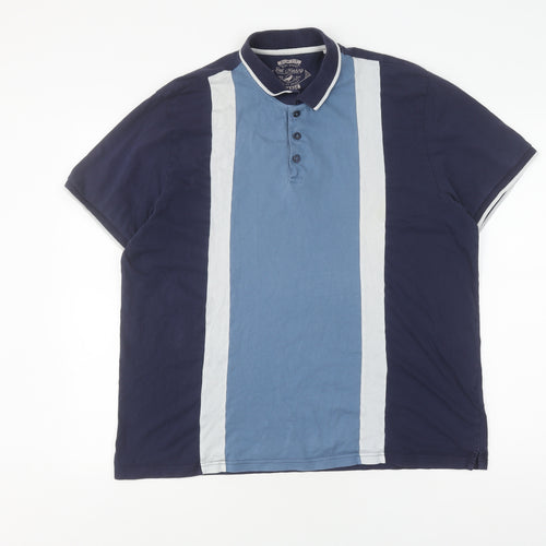 Red Herring Men's XL Blue Colourblock Slim Polo