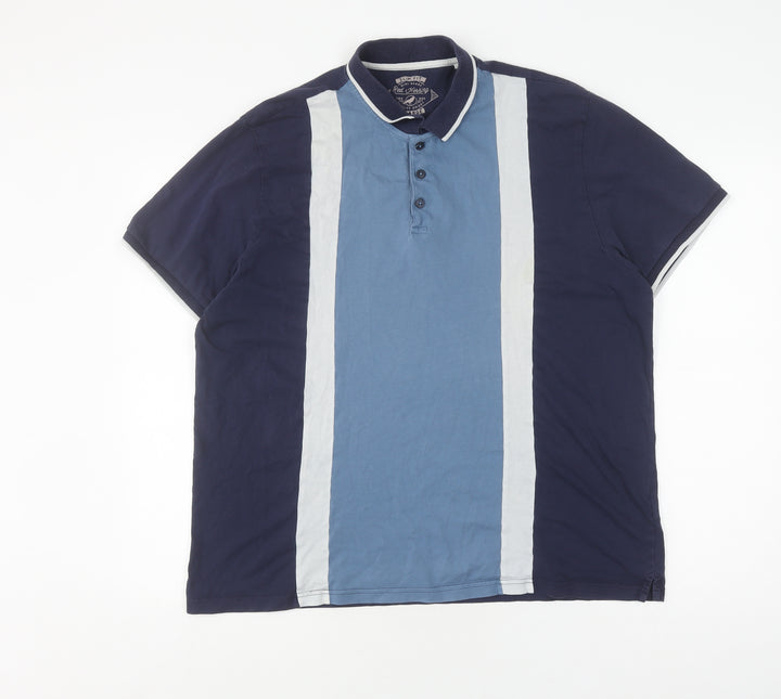 Red Herring Men's XL Blue Colourblock Slim Polo