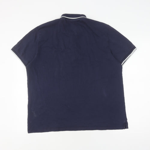 Red Herring Men's XL Blue Colourblock Slim Polo