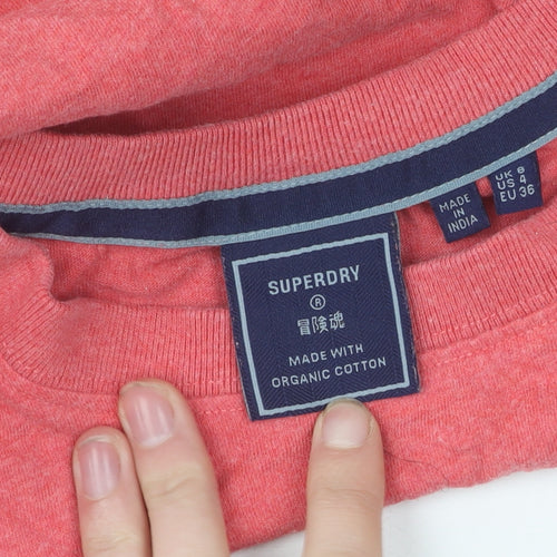 Superdry Women's Red Long Sleeve T-Shirt, Size 4, Casual Style
