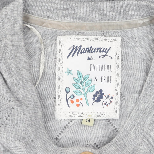 Mantaray Women's Grey Cardigan Knit Jumper Size 14