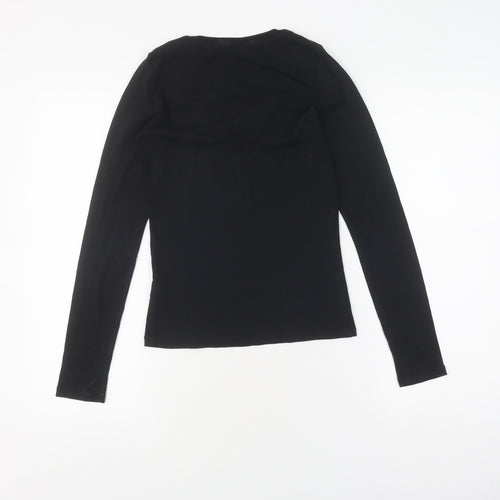 French Connection Black Long Sleeve V-Neck T-Shirt M