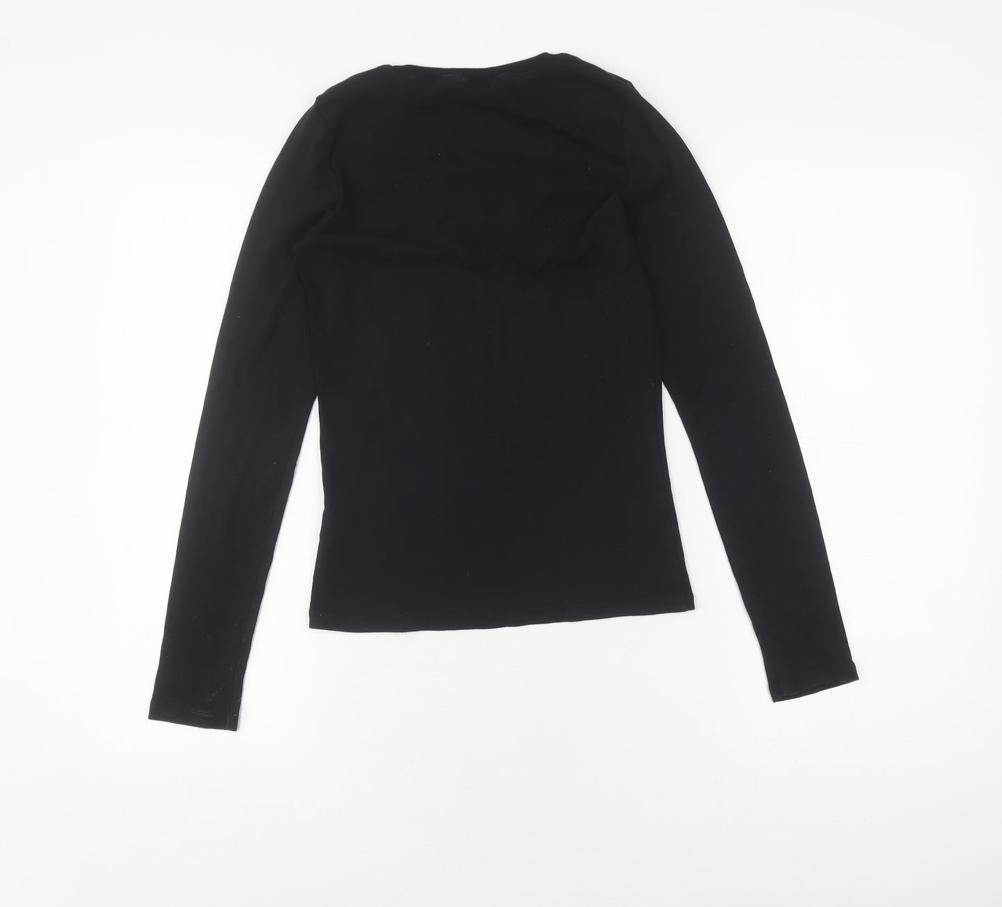 French Connection Black Long Sleeve V-Neck T-Shirt M