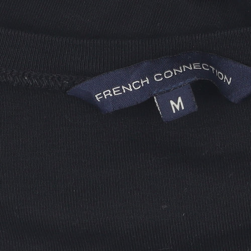 French Connection Black Long Sleeve V-Neck T-Shirt M