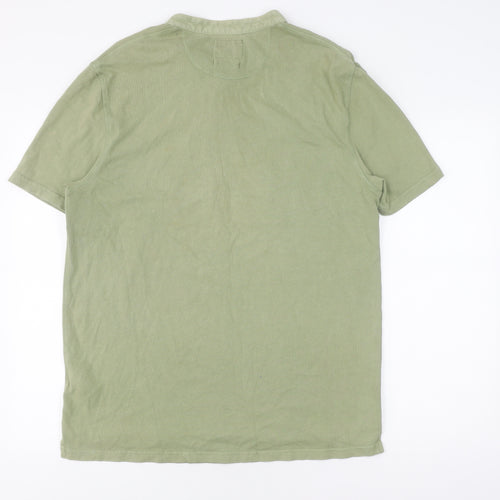 White Stuff Men's Green Cotton Henley T-Shirt Size M